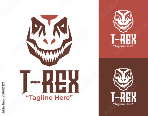Tyrannosaurus Rex Logo Modern Minimalist Jurassic Identity