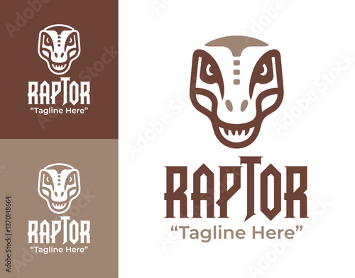 Velociraptor Logo Modern Minimalist Prehistoric Branding