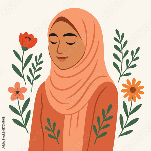 illustration of a woman arranging flowers