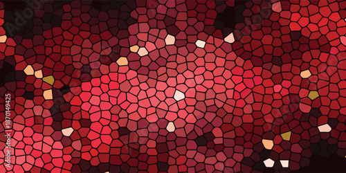 Abstract Mosaic Pattern of Red and Pink Hues.