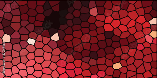 Abstract Red Stained Glass Mosaic Pattern Background.