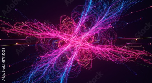 Abstract colorful design pink purple blue cosmic flower