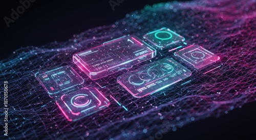 Abstract colorful shapes in dark background