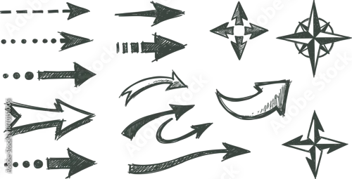 Fototapeta Arrows hand drawn for architectural site plans vector illustration
