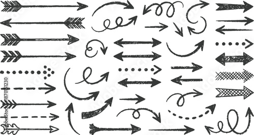 Arrows hand drawn on a black chalkboard background