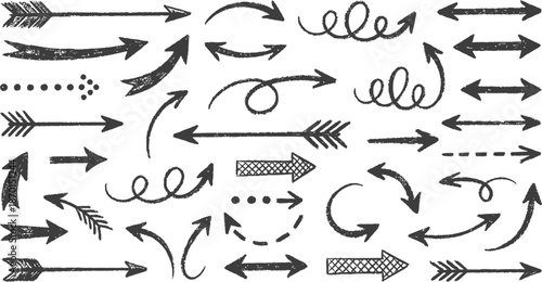 Arrows hand drawn on a black chalkboard background