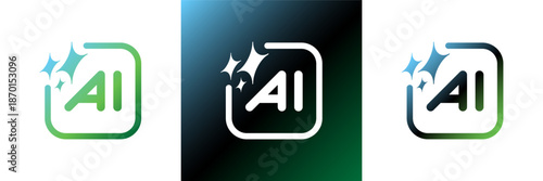 AI logo icon with artificial intelligence concept. Star letter sparkle in abstract circle. Chatbot app UI learning prompt and interactive tech branding. Gradient futuristic eps logotype outline design