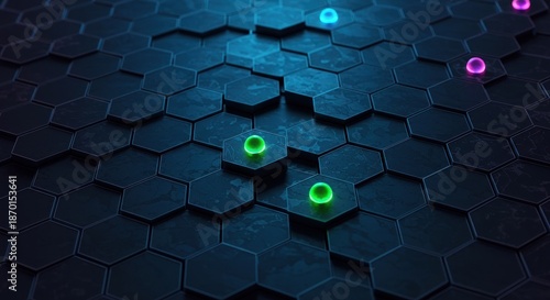 Abstract dark background with glowing elements