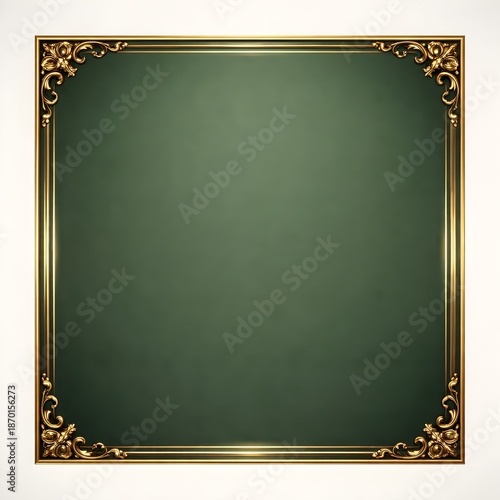 Elegant gold border on dark green background