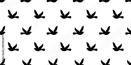 black white bird migration seamless pattern