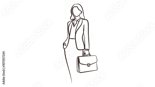 Businesswoman holding briefcase and walking stick.