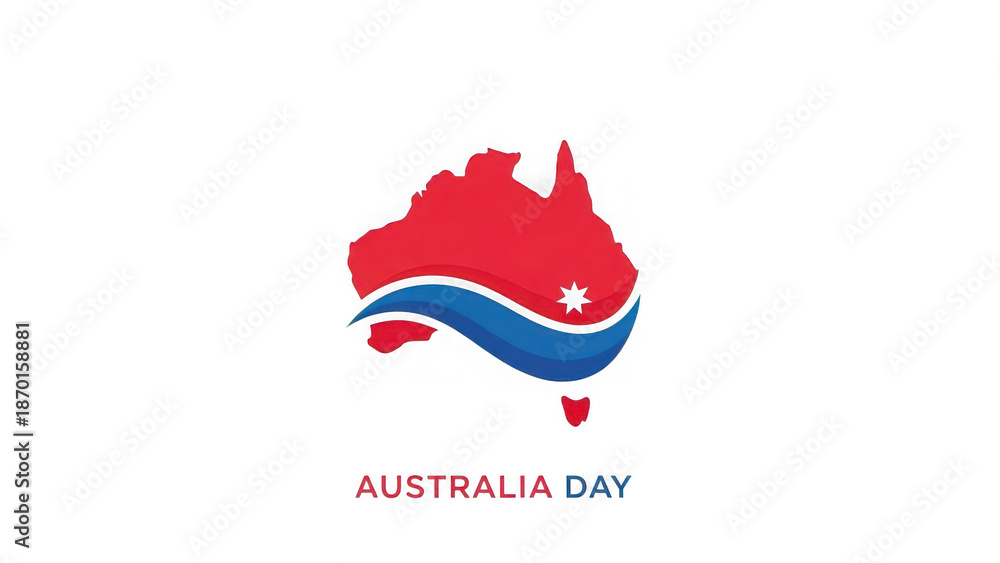 Obraz premium Australia Day celebration graphic with map and flag design