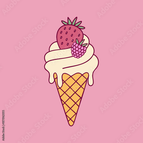 Berry ice cream cone logo
