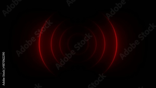 Slika na platnu Concentric red glowing light waves radiating outward in a dark Generate title without using the word Title: before it