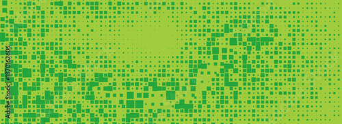 Pixel green mosaic. Monochrom abstract vector background. Retro pixilated backdrop. Cover art for a comic book or manga.Eps10