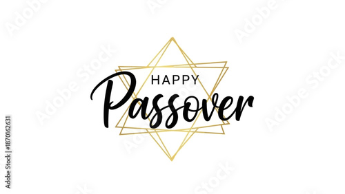 Happy Passover Greeting with Star of David Geometric Design and Calligraphy