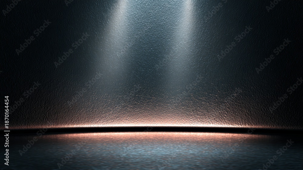 Fototapeta premium Dramatic Lighting on Textured Dark Background with Soft Glow and Invisible Stage for Creative Projects and Presentations in Artistic Environments