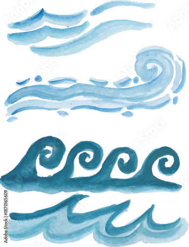 Hand-Painted Watercolor Ocean Waves Collection