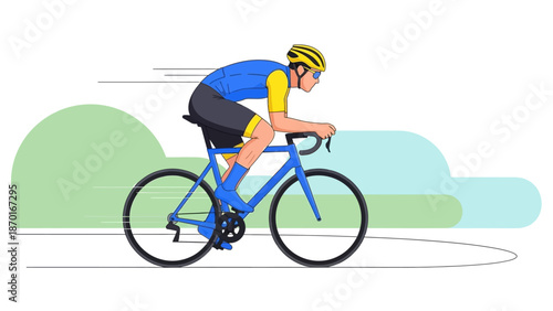 Professional Cyclist Racing on a Road Bike.