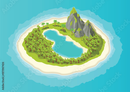 Isometric natural tropical island