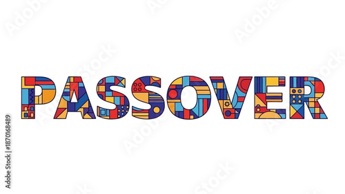 Colorful Abstract Geometric Pattern Forms the Word Passover