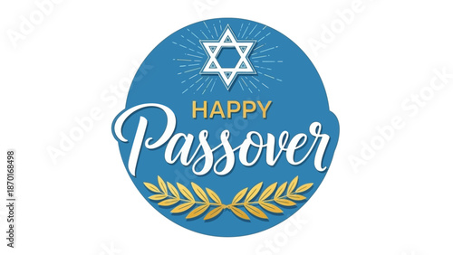 Happy Passover Greeting Card with Star of David and Laurel Wreath