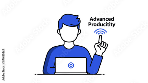 Man Using Laptop for Productivity.