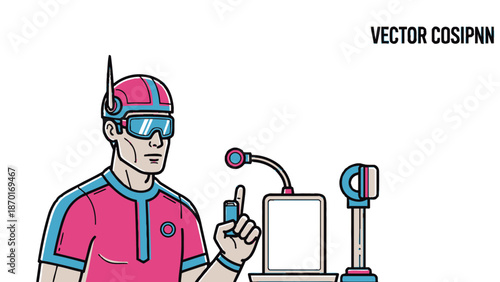 Man wearing virtual reality headset and controller.