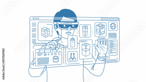 Man Wearing Virtual Reality Headset Interacting 2.