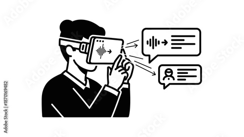 Man Wearing Virtual Reality Headset Device.