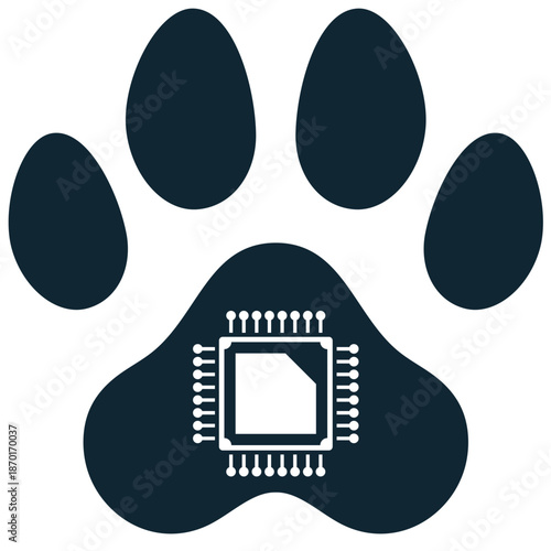 Pet microchip icon vector for identification tracking. Ideal for veterinary technology, animal safety, lost and found systems, and digital ID implants.
