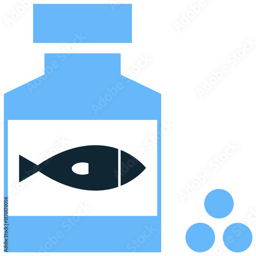 Fish food icon vector for aquarium maintenance. Ideal for feeding schedules, marine nutrition, pet shop supplies, and aquatic life care.