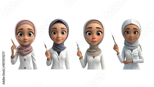 set of illustrations of people working as doctors