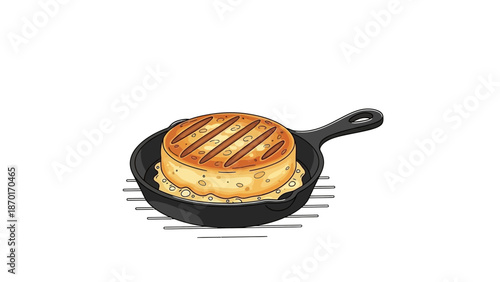 Grilled cheese in a pan illustration