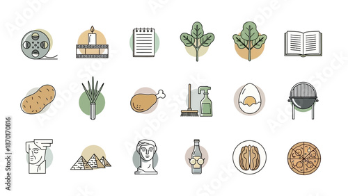 Collection of Modern Flat Icons Representing Various Concepts and Objects