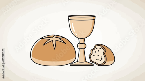 Christian Communion Symbols: Bread and Wine in a Chalice, Religious Symbols