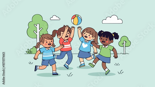 Children playing with a ball in the park during the daytime.