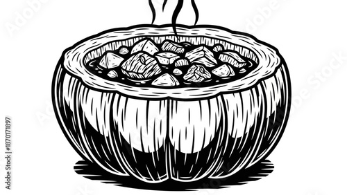 Hearty Stew Served in a Pumpkin