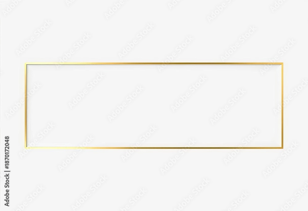 Fototapeta premium Elegant, thin gold line frame on white background , template, linear frame
