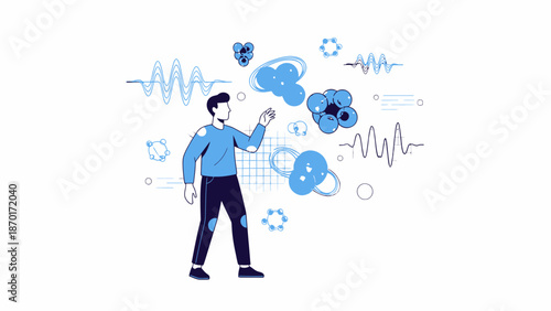 Man interacting with digital health icons.