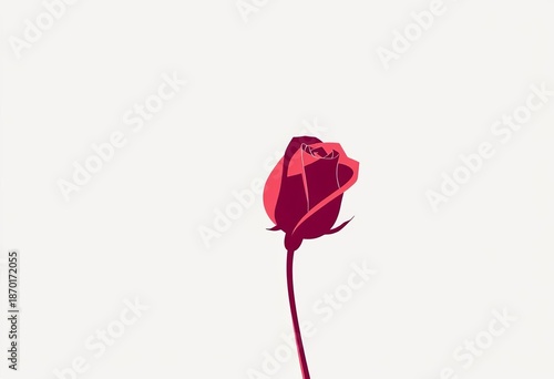 Elegant single rosebud outline, minimalist style, wedding, art