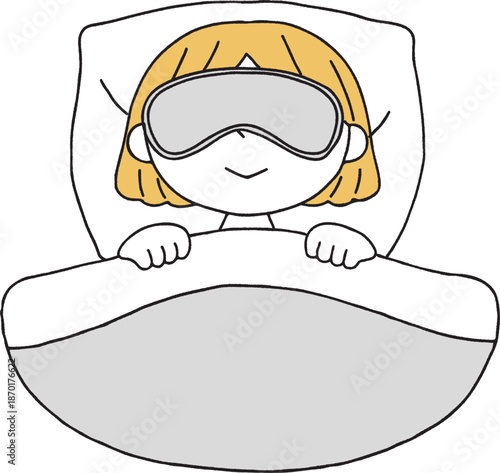 アイマスクをして眠る女性単色