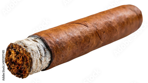 Photography Luxurious Hand-Rolled Cigar Burning with a Rich White Ash
