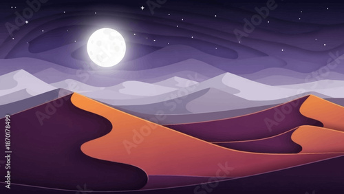 Desert Dunes Under a Full Moon