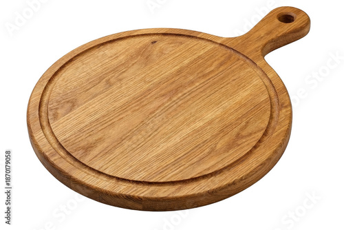 Tableau sur toile Circular wooden serving platter or pizza board with handle