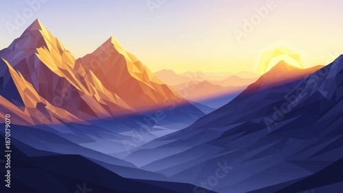 Sunrise painting over mountain range