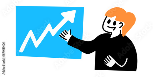 Illustration people with increase arrow vector for success themes. Ideal for business growth, financial profit, rising stats, and career progress.