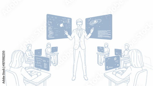 Man presenting to coworkers in office setting.