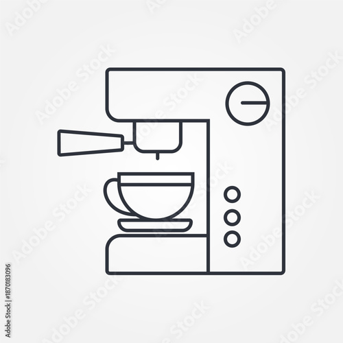 Coffee Machine Outline Icon Illustration on White Background
