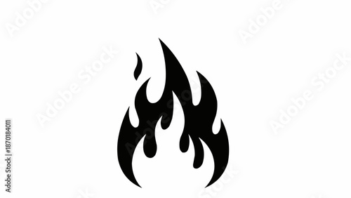 Black silhouette of a flame on a white background.